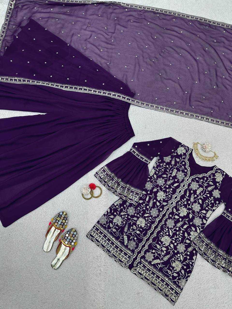 YNF GEORGETTE RIN133 1470 SUIT WHOLESALE LADIES SHARARA INDO WESTERN SUITS MANUFACTURER